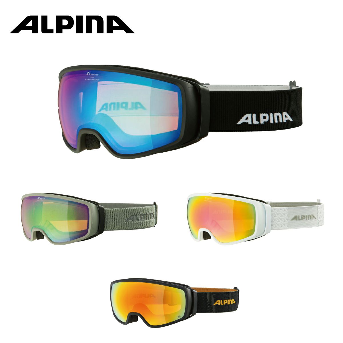 ALPINA(アルピナ) スキースノーボードゴーグル ユニセックス ハイコンミラーレンズ くもり止め メガネ使用可 DOUBLE JACK 