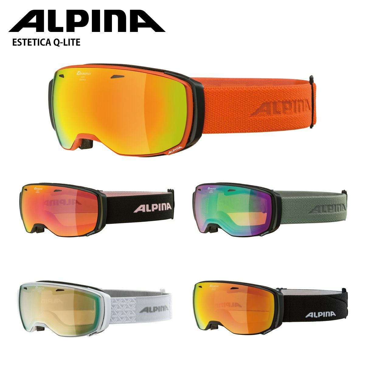 アルピナ スキースノーボードゴーグル ユニセックス コンパクトタイプ ミラーレンズ メガネ使用可 ESTETICA Q LITE ブラック/ 