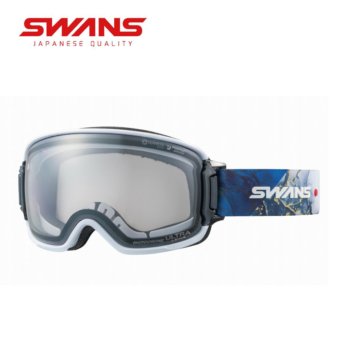 SWANS (スワンズ) 日本製 スノーゴーグル RIDGELINE リッジライン RL-MDH-CU-LG MTR ライトシルバーミラー×ULTRAライトグレー調光  スキー 眼鏡対応 Free Size-