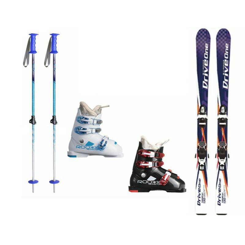 スキー セット 4点 キッズ ジュニア Swallow スキー板 2020 DRIVE ONE BLK   TEAM4  ROSSIGNOL ブーツ FUN GIRL   伸縮式ストック BL