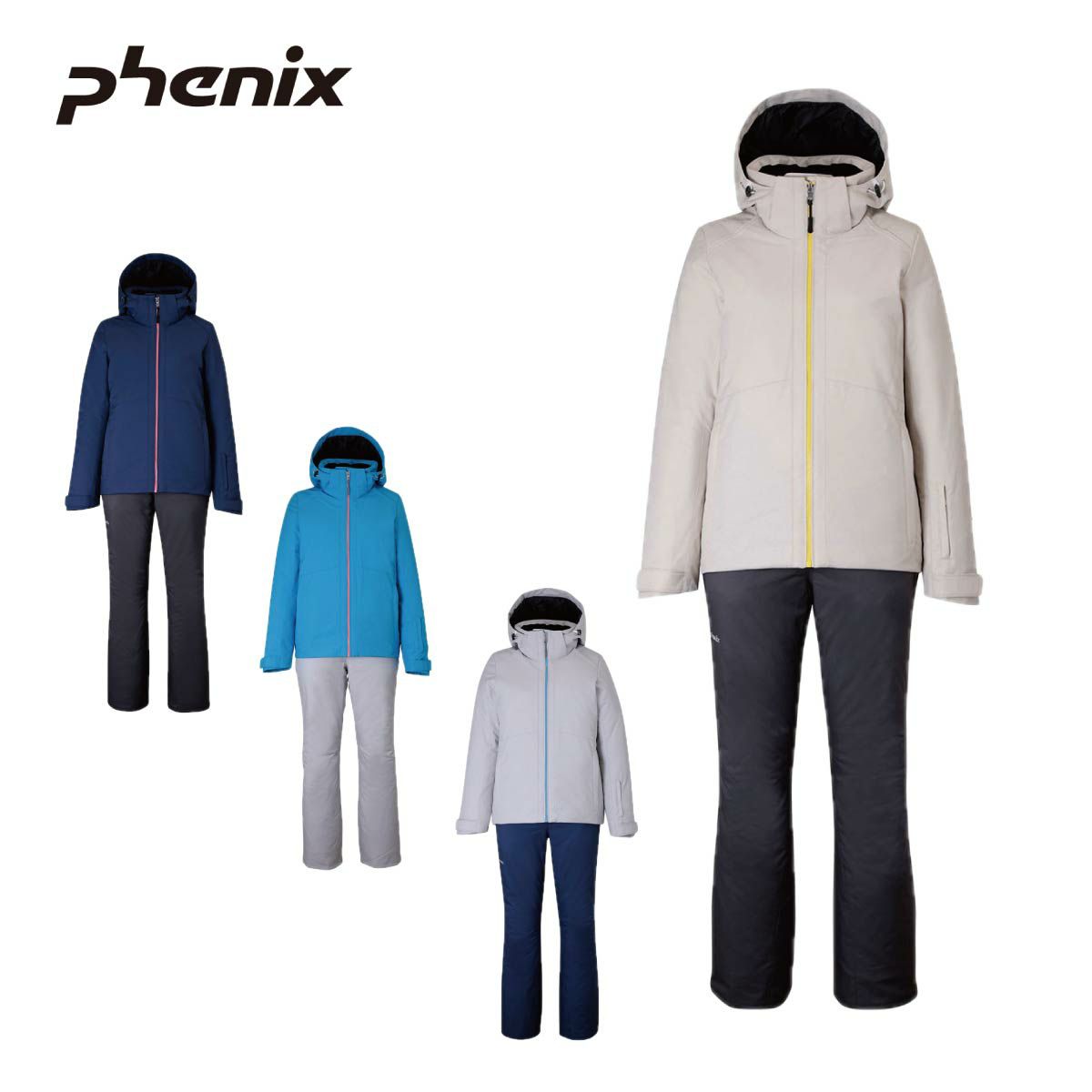 フェニックス Phenix 女性用スキーウェアセット ホワイト/グレー L 